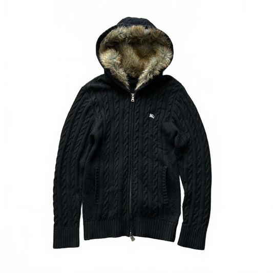 Burberry Black Label Cable Knit Zip Up Hoodie S
