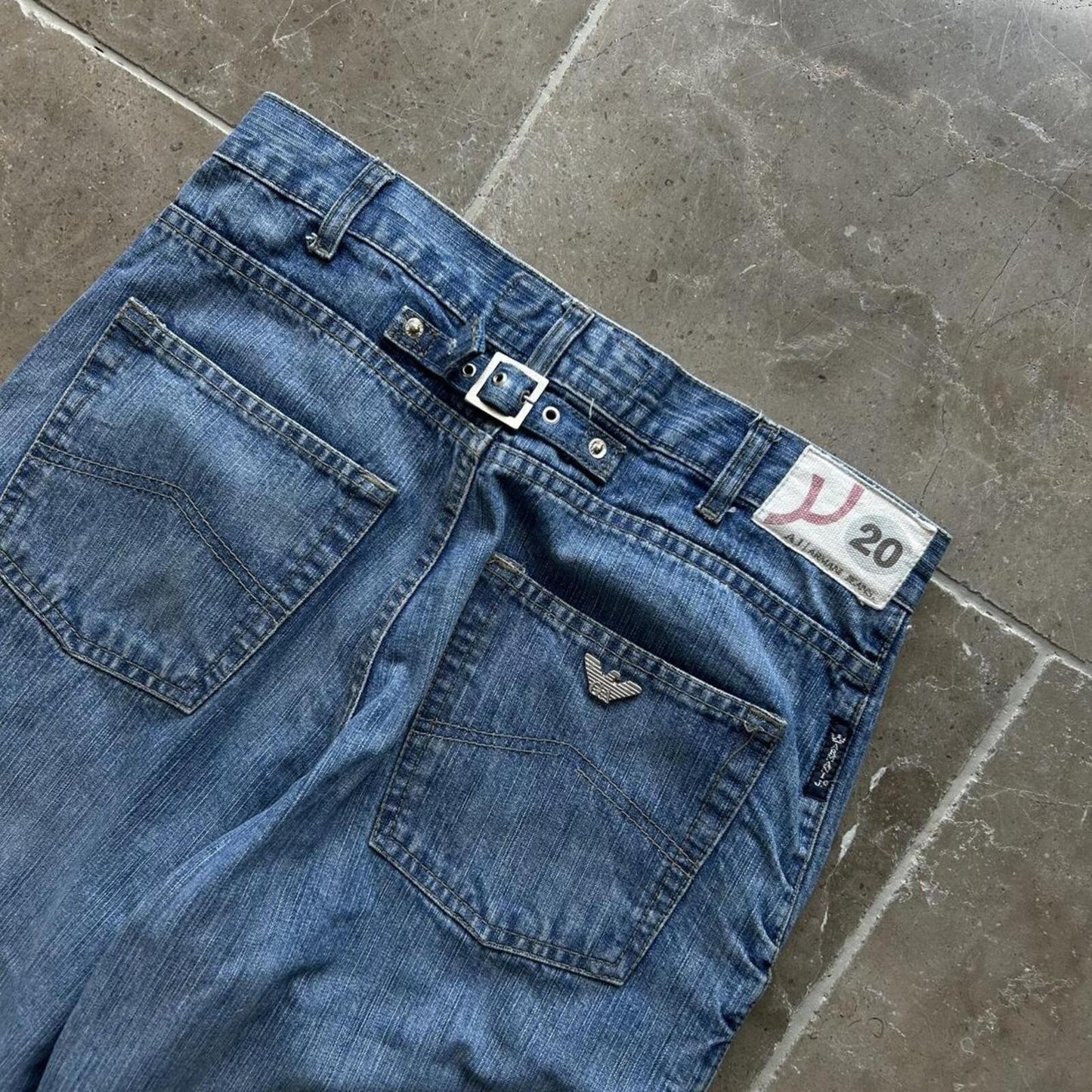 Vintage Armani Jeans Relaxed Straight Buckle Back Jeans W30 L33