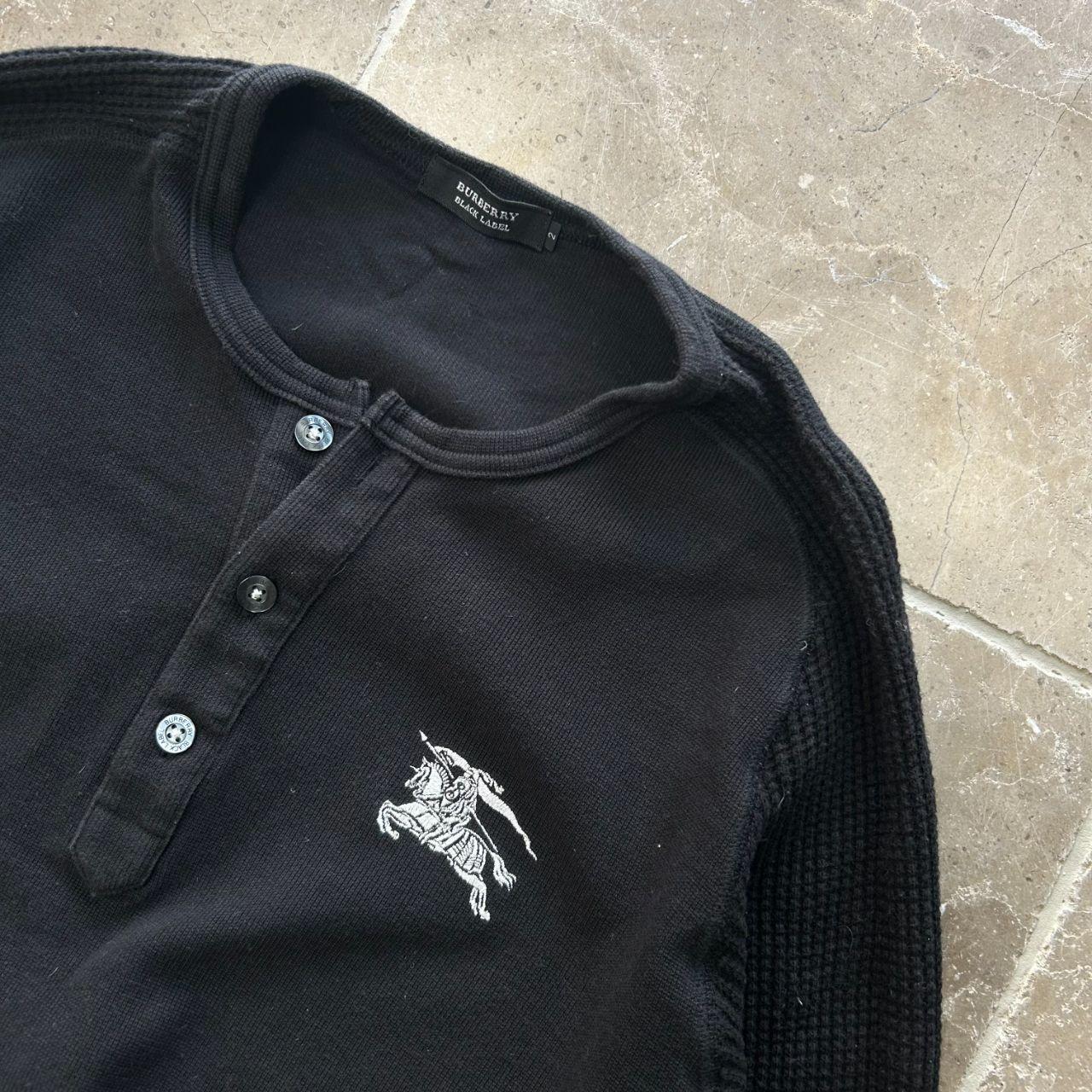 Burberry Black Label Big Logo Waffle Henley T Shirt S