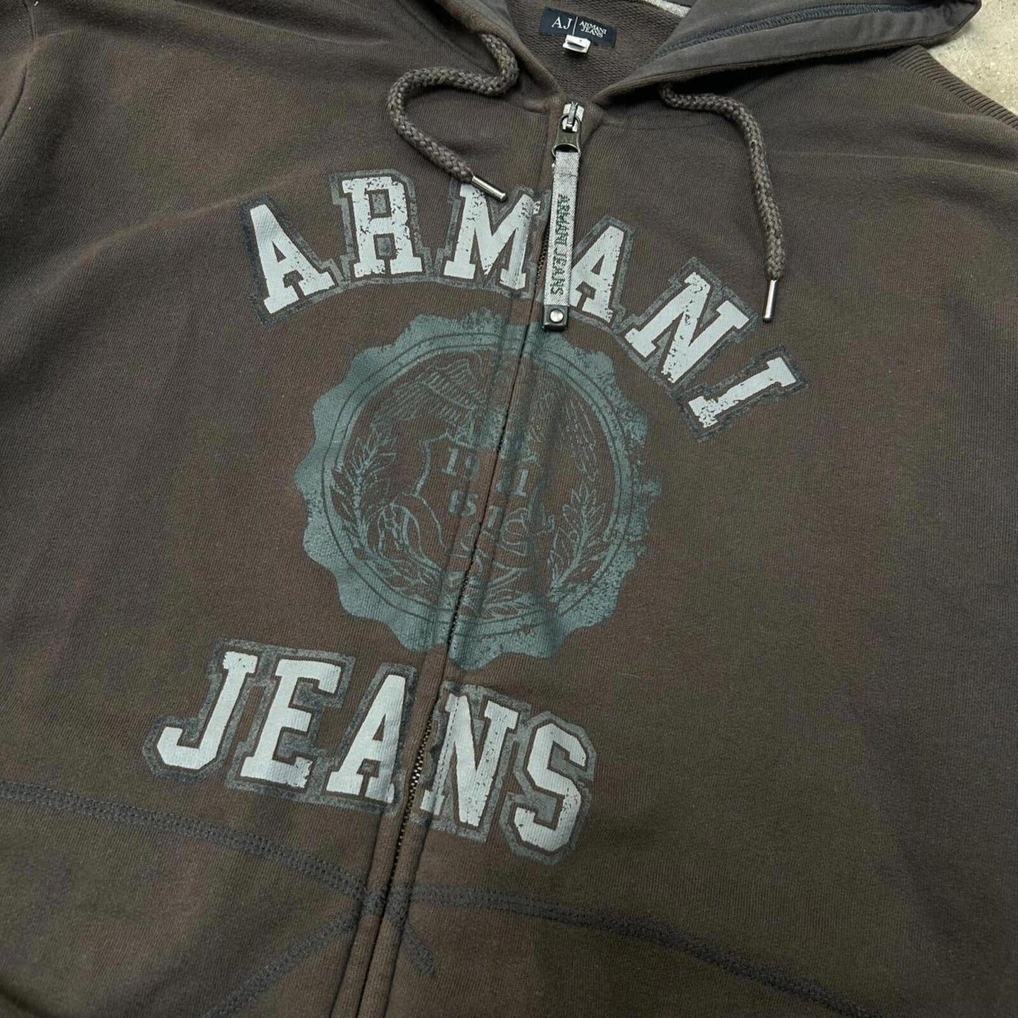 Vintage Armani Jeans Zip Up Hoodie Size XL
