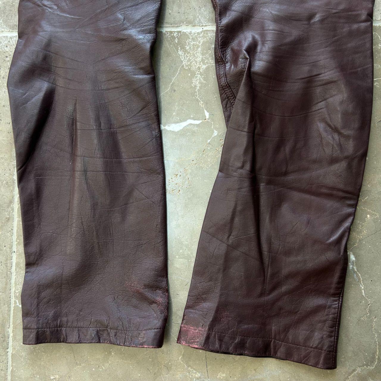 Vintage Burberry Black Label Straight Leg Leather Trousers Jeans W29 L39