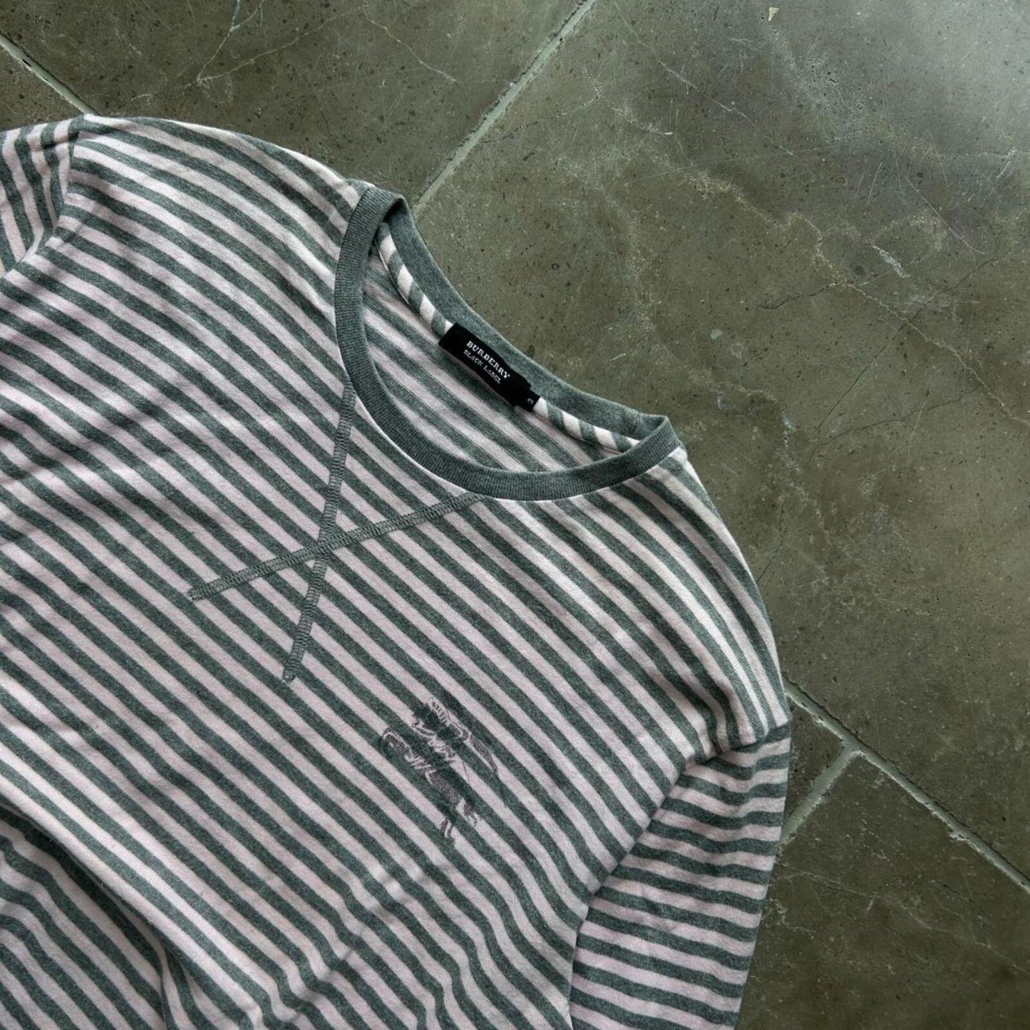 Burberry Black Label Striped Long Sleeve T Shirt M