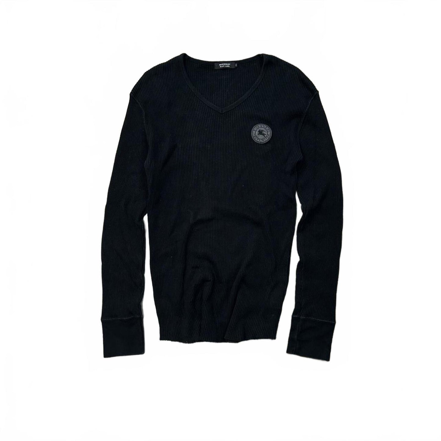 Burberry Black Label V Neck Ribbed Knit Jumper M