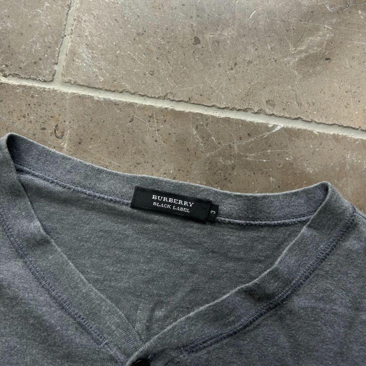 Burberry Black Label Layered Cotton Henley T Shirt M