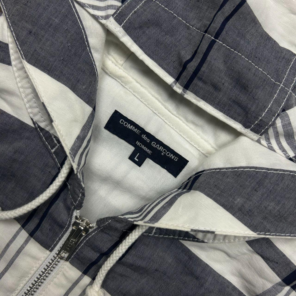 Comme des Garcons Homme Plaid Hooded Windbreaker Jacket L
