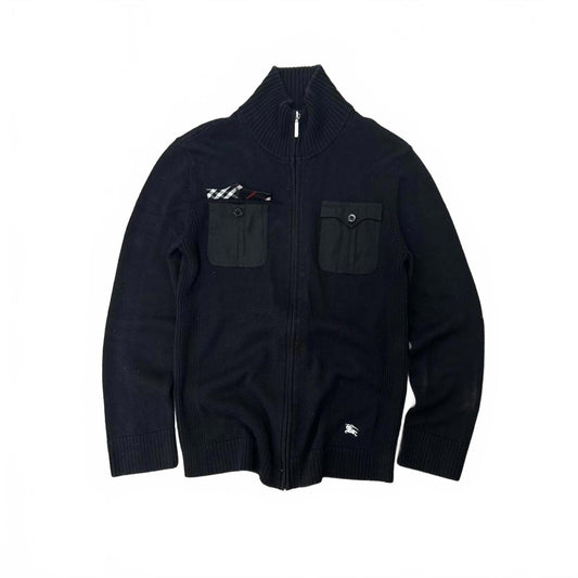 Burberry Black Label Nova Check Knit Zip Up Jumper S