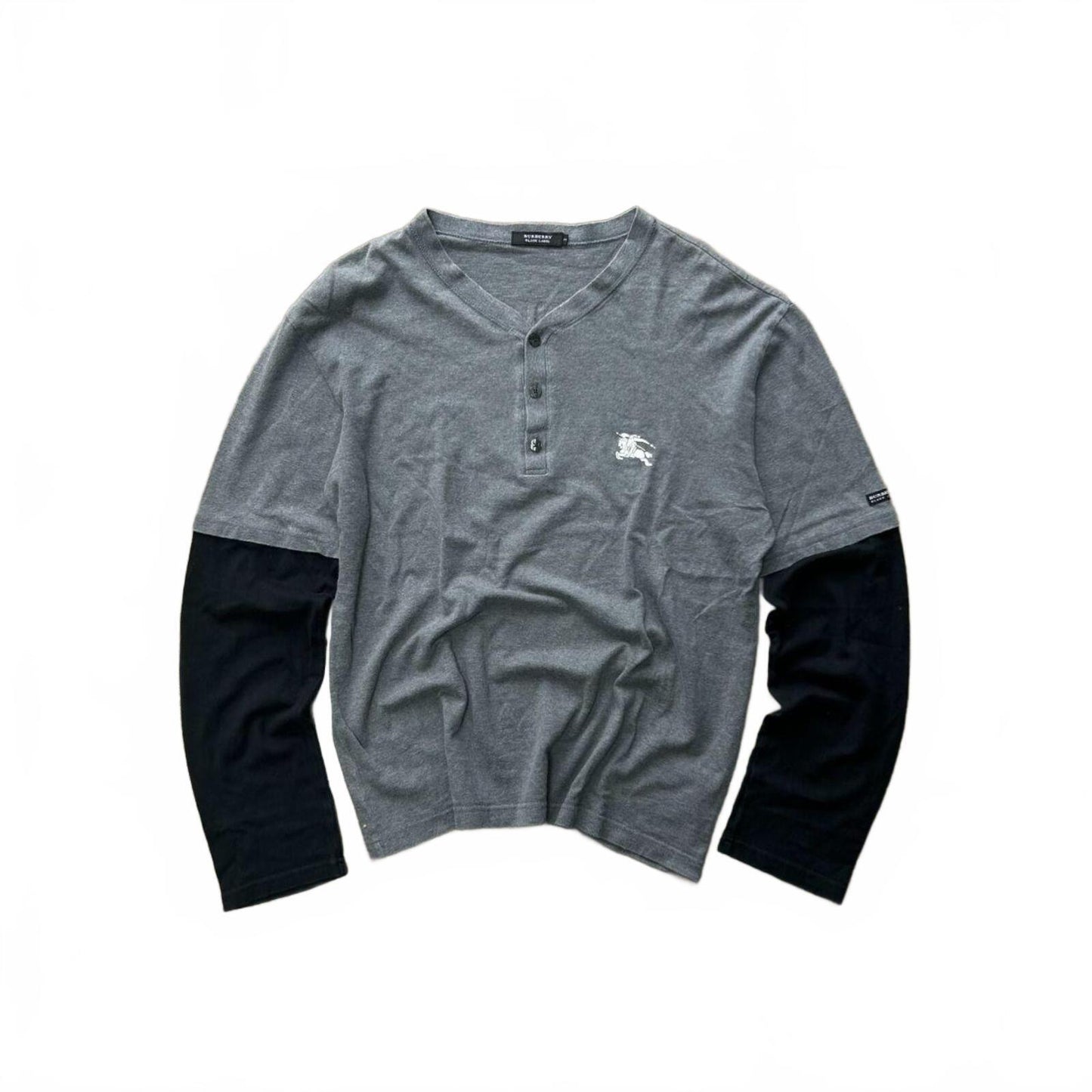 Burberry Black Label Layered Cotton Henley T Shirt M