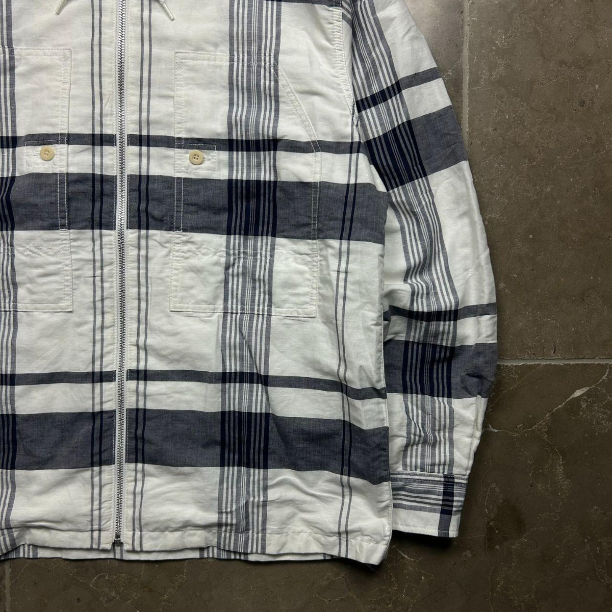 Comme des Garcons Homme Plaid Hooded Windbreaker Jacket L