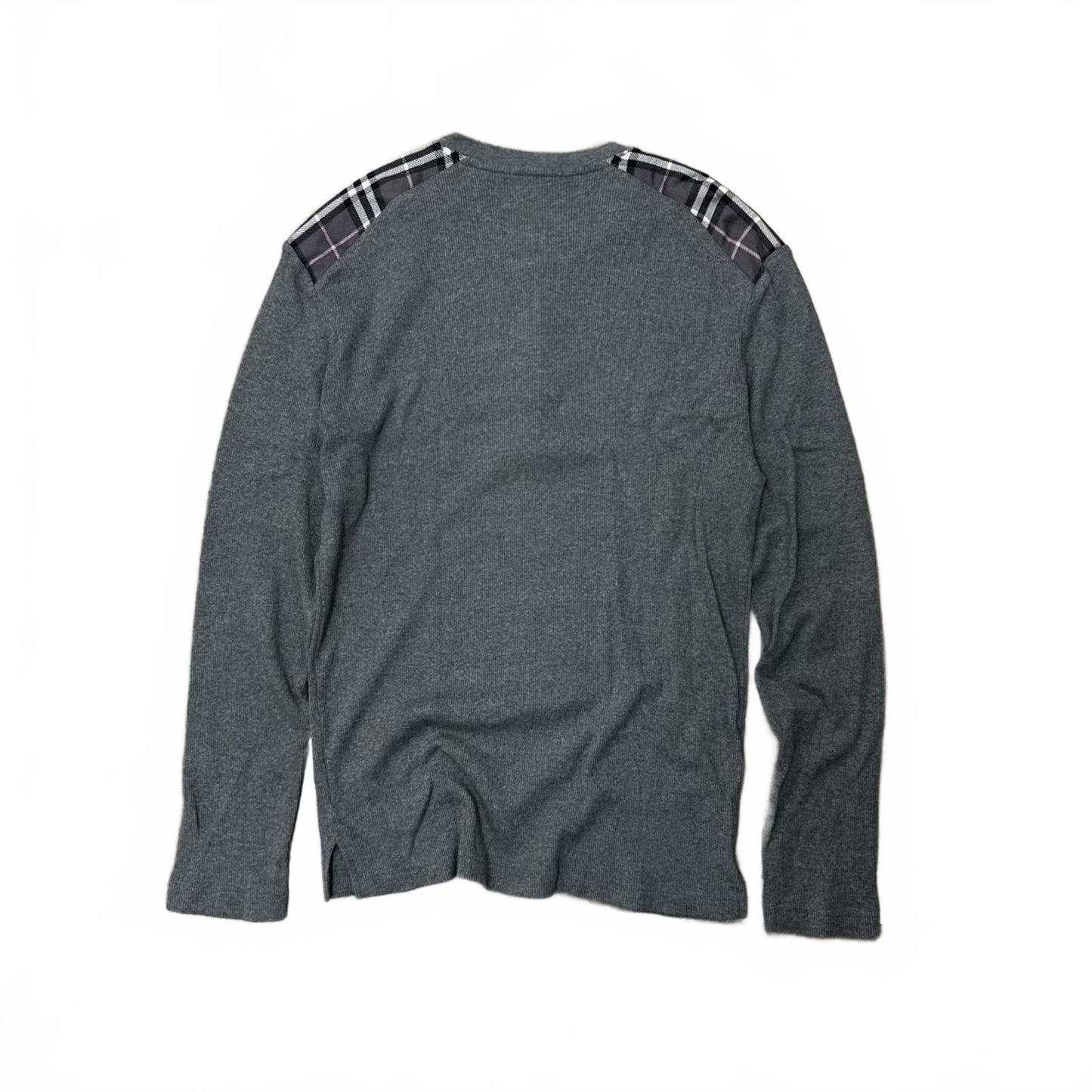Burberry Black Label Nova Check Ribbed Henley T Shirt M