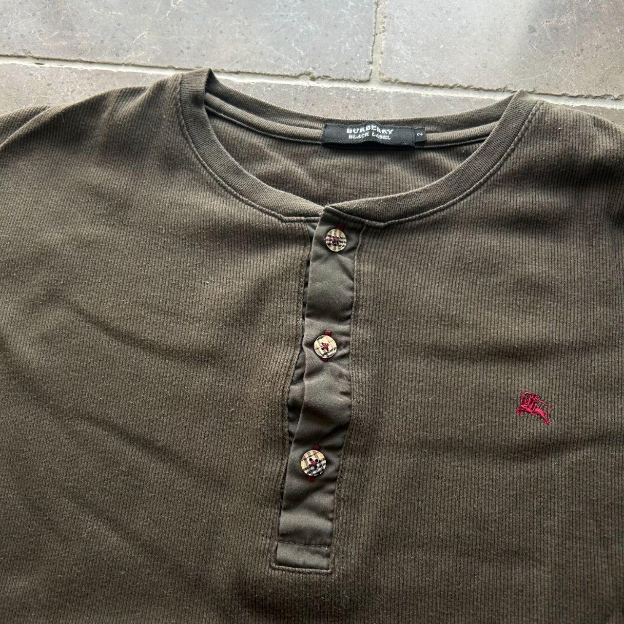 Burberry Black Label Short Sleeve Ribbed Henley T Shirt S