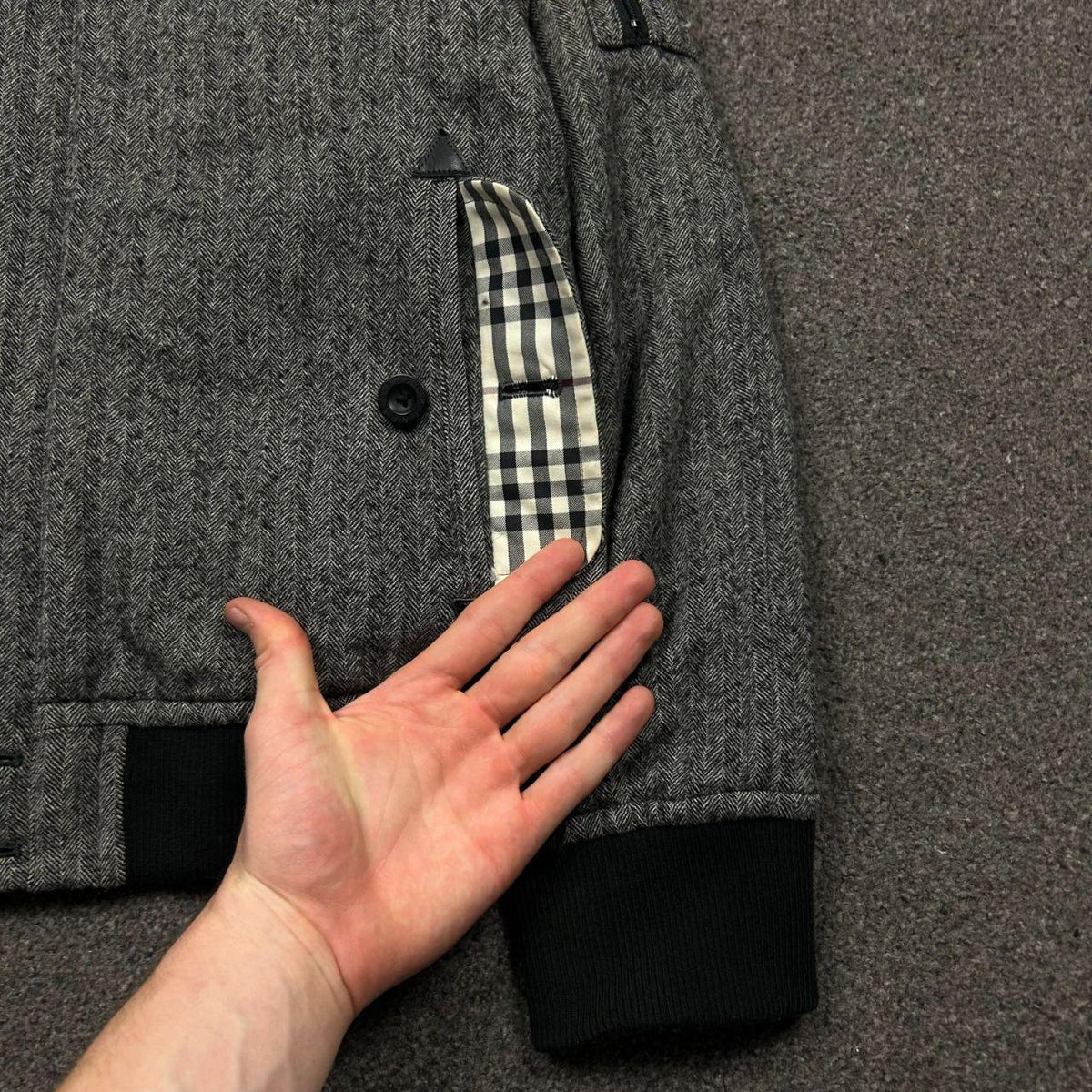 Burberry Black Label Fur Hood Wool Duffle Jacket S