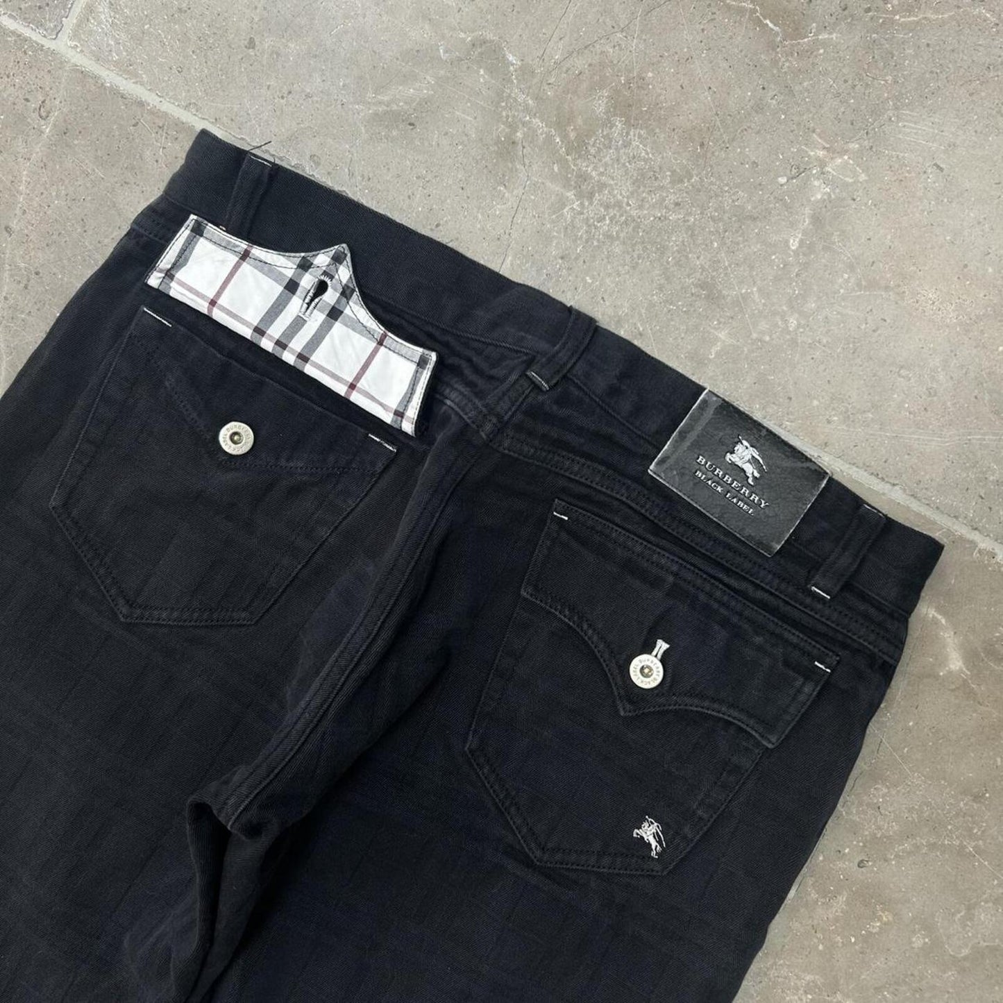 Vintage Burberry Black Label Shadow Check Jeans W32 L28