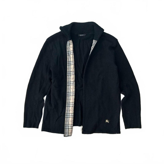 Burberry Black Label Nova Check Knit Zip Up Jumper M