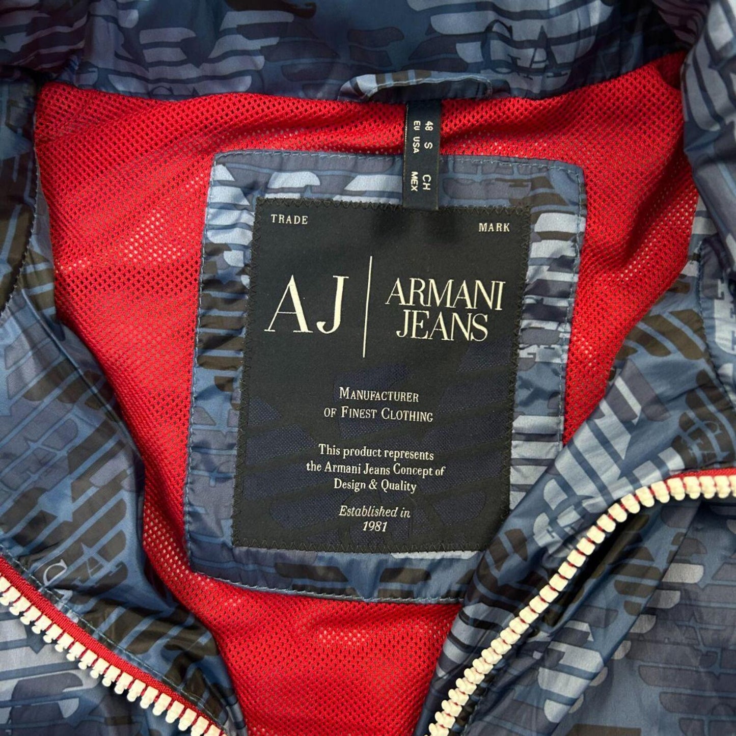 Vintage Armani Jeans Monogram Windbreaker Jacket Size S