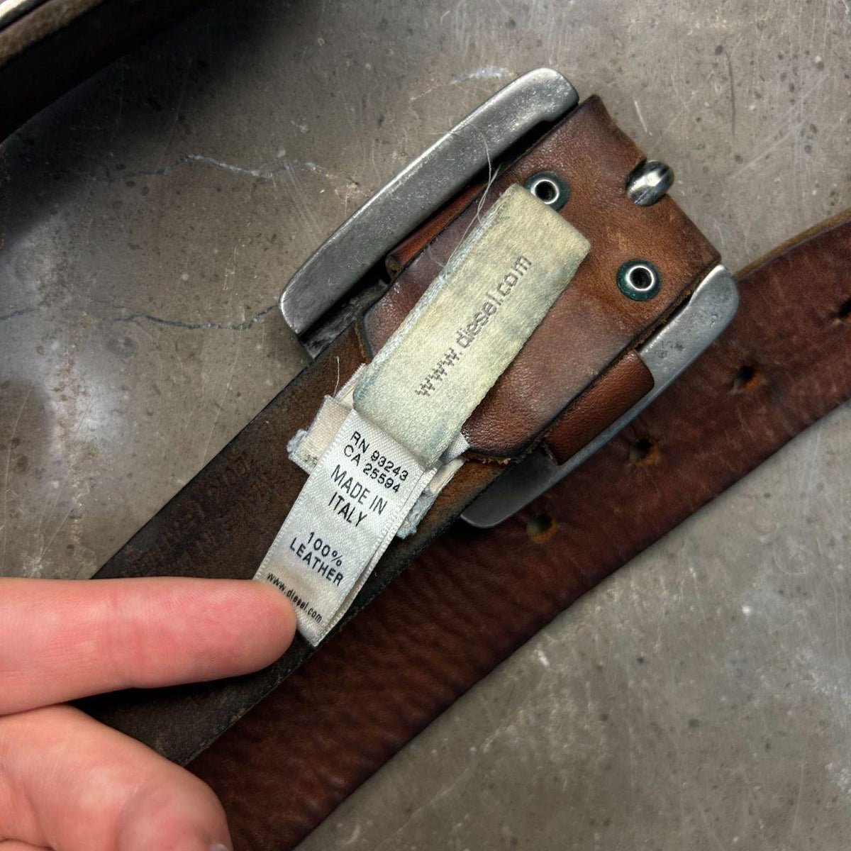 Vintage Diesel Studded Leather Logo Belt 115cm / 45’