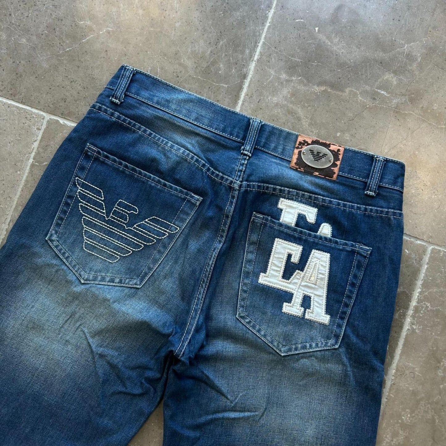Vintage Armani Jeans Denim Logo Baggy Jorts W34 L15