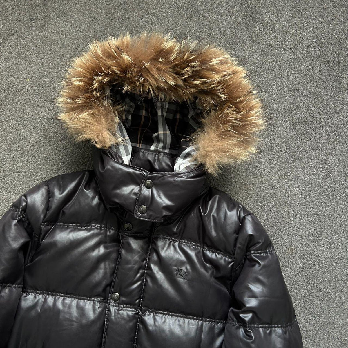 Vintage Burberry Blue Label Fur Hood Puffer Jacket M