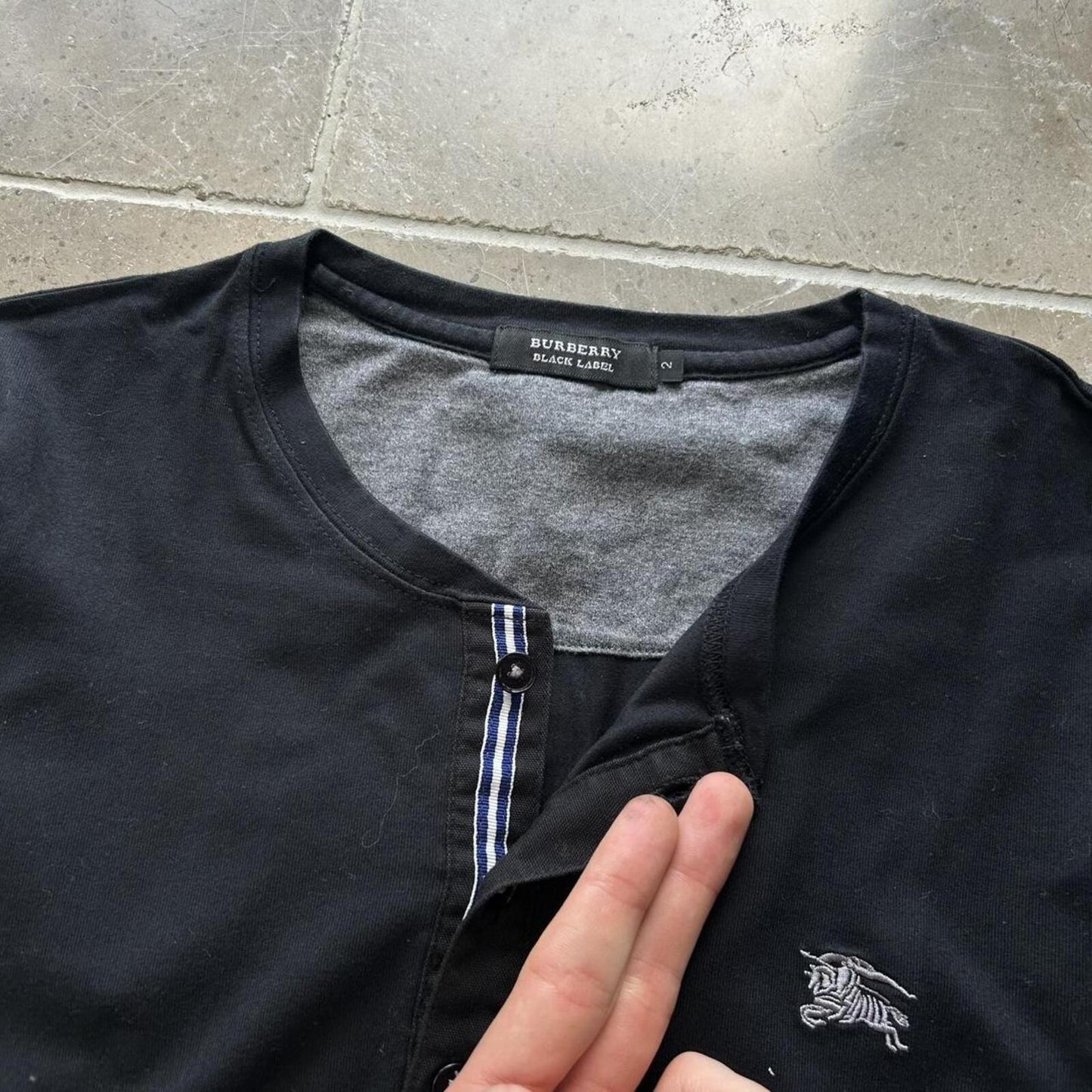 Burberry Black Label Nova Check Cotton Henley T Shirt S