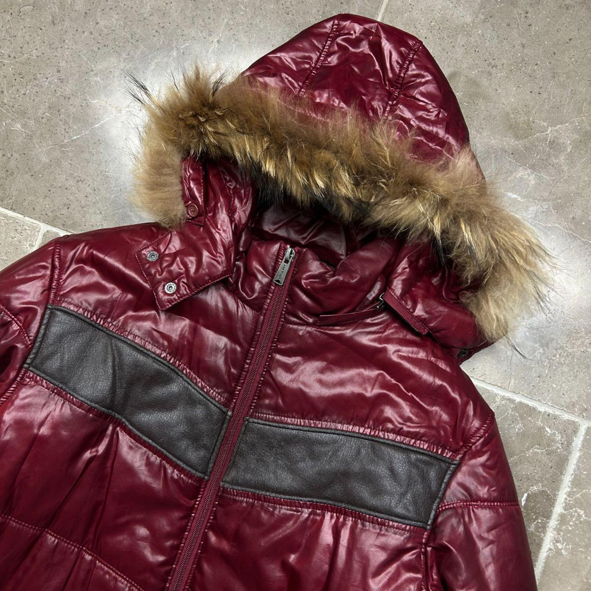Vintage Japanese Fur Hood Puffer Jacket L