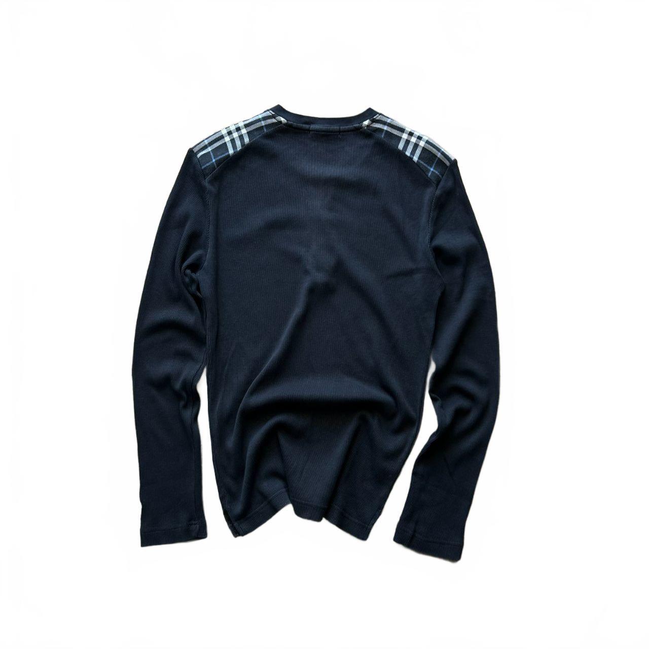 Burberry Black Label Nova Check Ribbed Henley T Shirt S