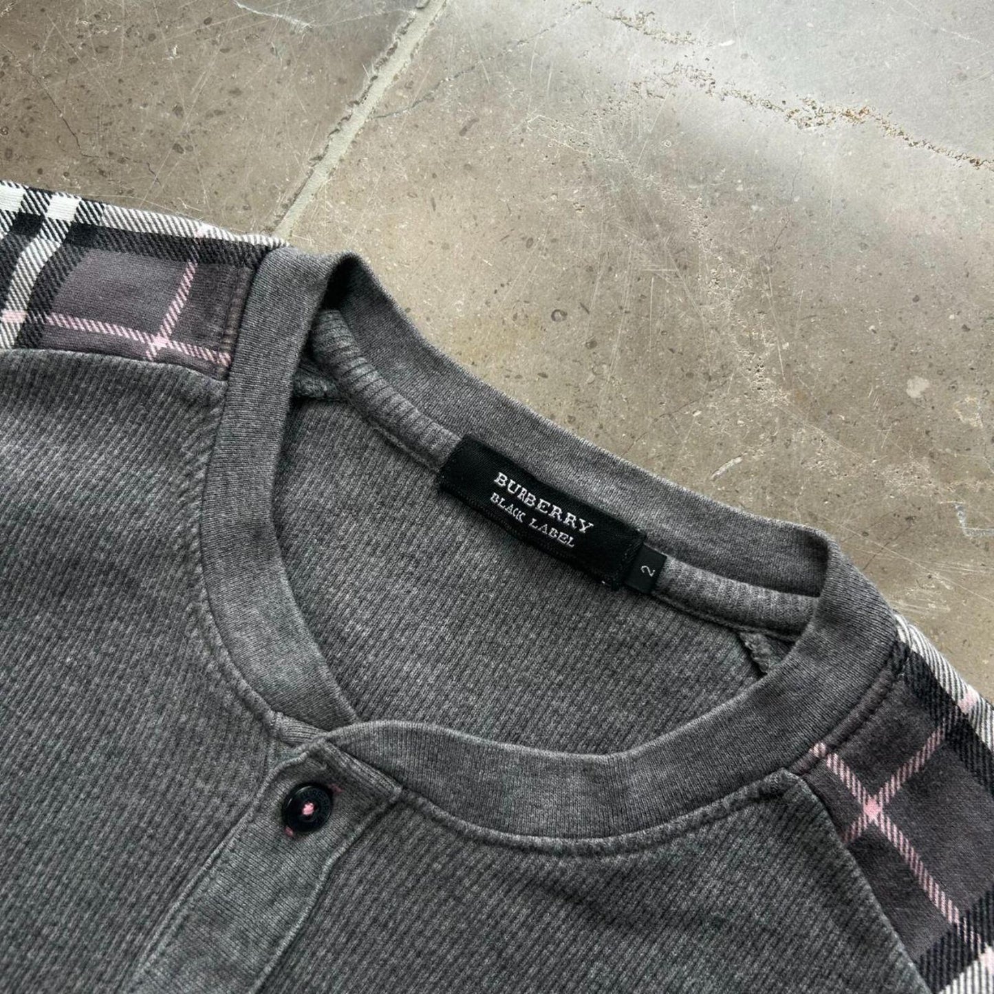 Burberry Black Label Nova Check Ribbed Henley Shirt S