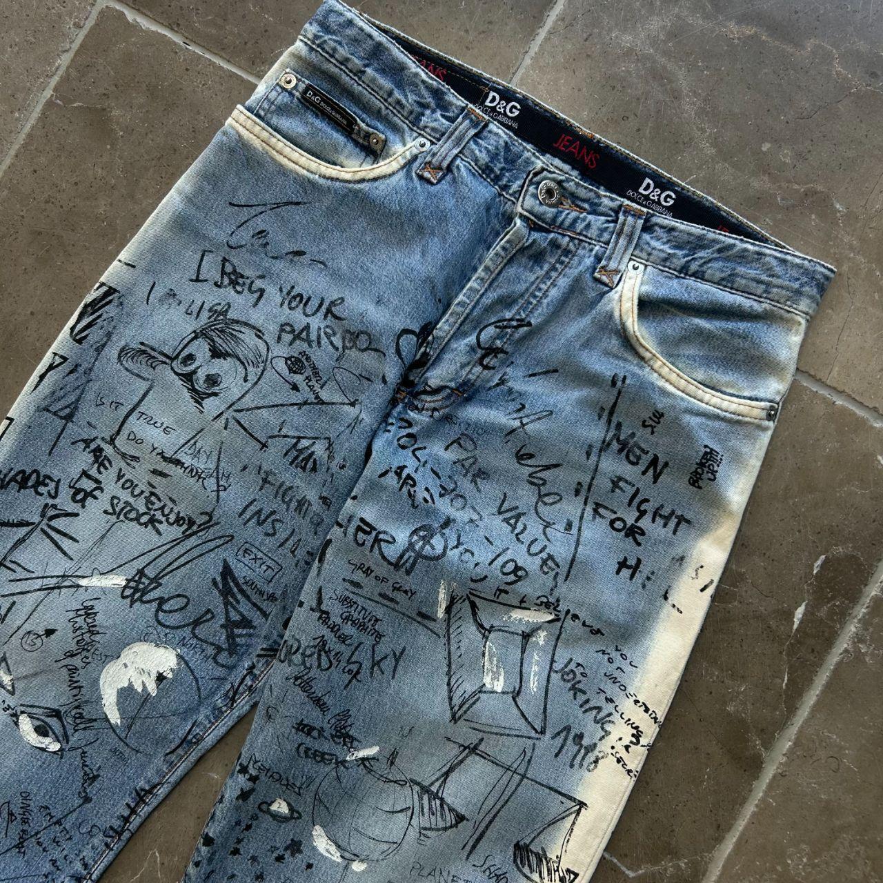 Vintage Dolce & Gabbana Graffiti Scribble Straight Leg Jeans W29 L31