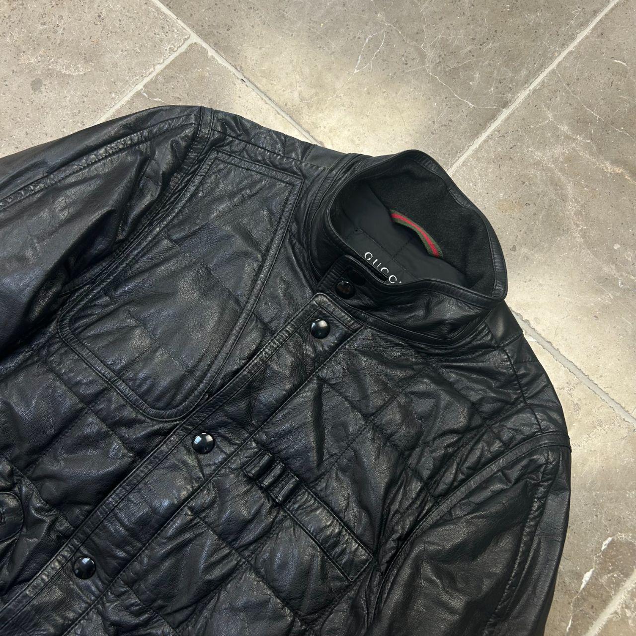 2000s Gucci Black Quilted Leather Jacket M