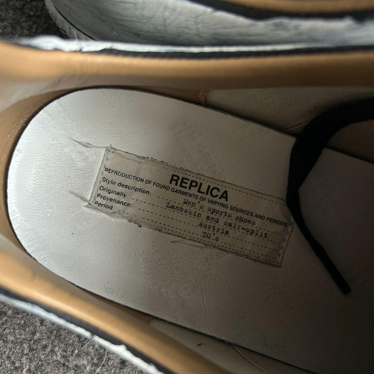 Maison Margiela Bianchetto Painted Gats Low Top Trainers UK 11