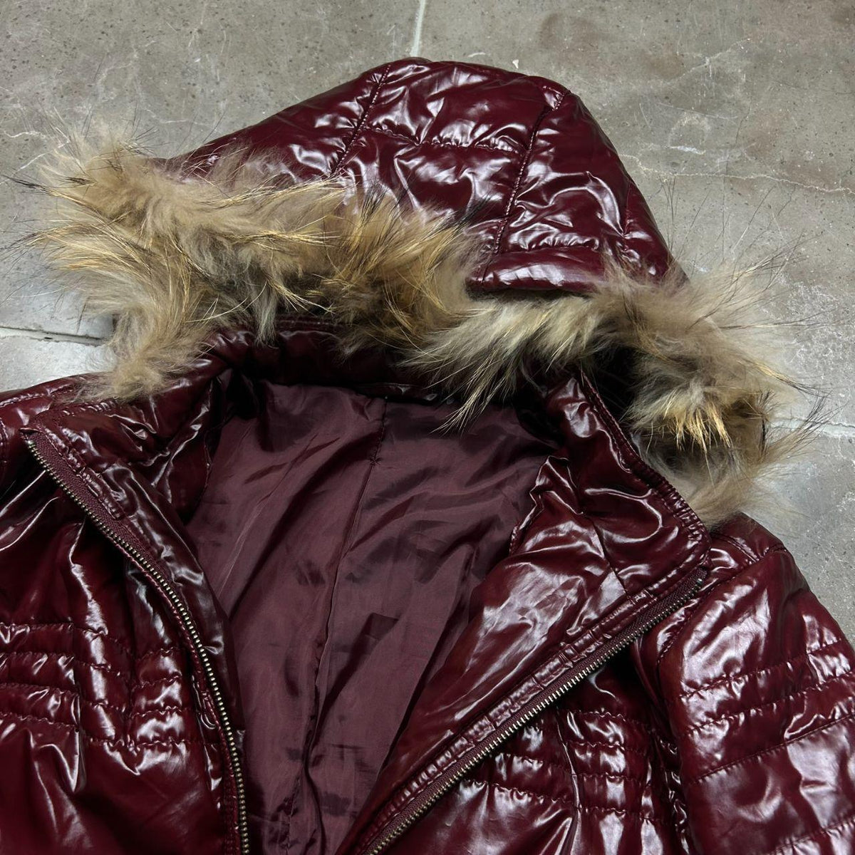 Vintage Japanese Fur Hood Puffer Jacket L