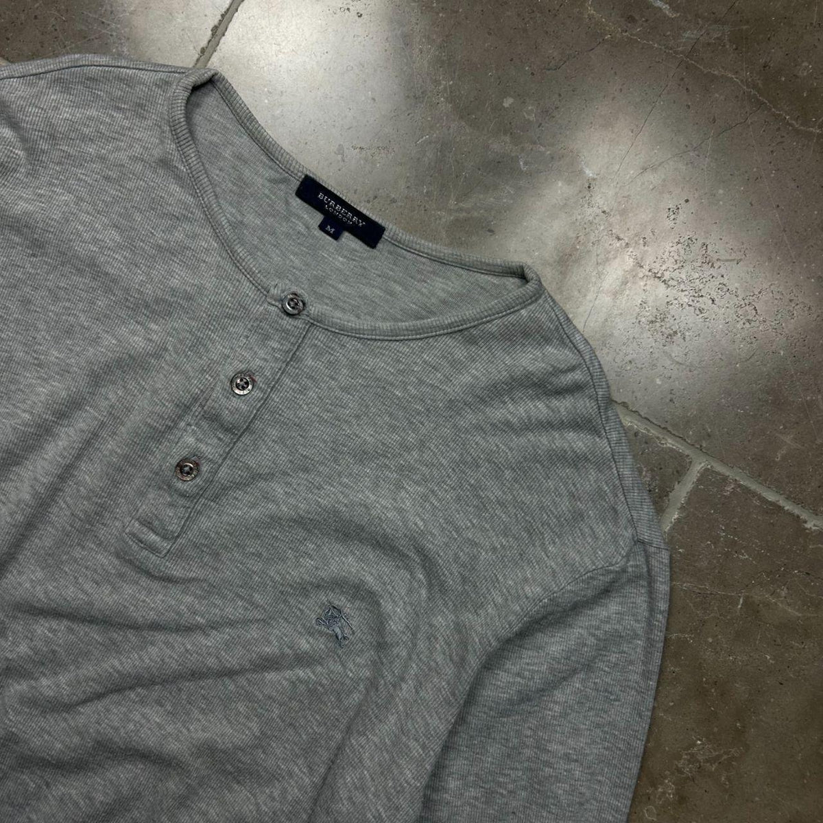 Burberry London Check Ribbed Henley T Shirt S