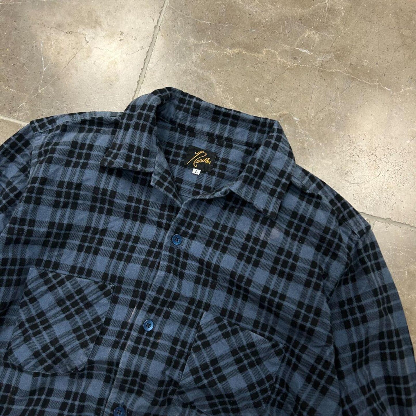 Men’s Needles Button Down Flannel Overshirt L