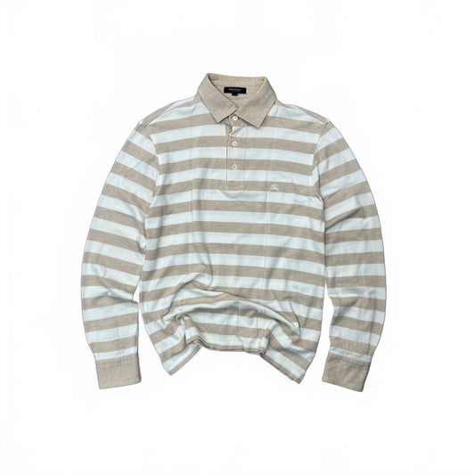 Burberry London Striped Long Sleeve Polo Shirt S
