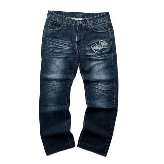 Vintage Emporio Armani Jeans Relaxed Straight Fit Logo Jeans W33 L29