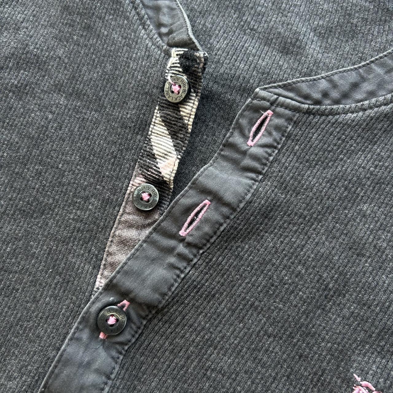 Burberry Black Label Nova Check Ribbed Henley T Shirt S