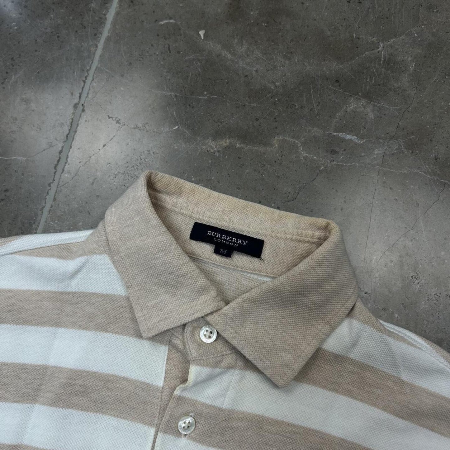 Burberry London Striped Long Sleeve Polo Shirt S