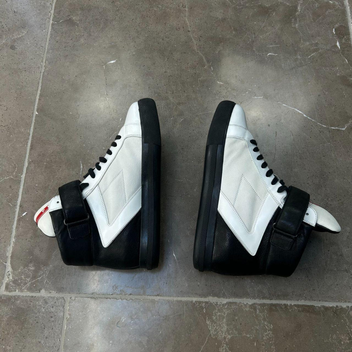 Prada Leather High Top Strap Trainers  UK 6
