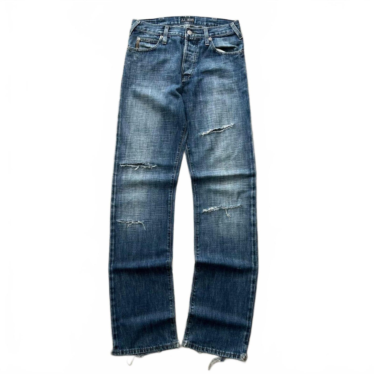 Vintage Armani Jeans Ripped Straight Denim Jeans W29 34