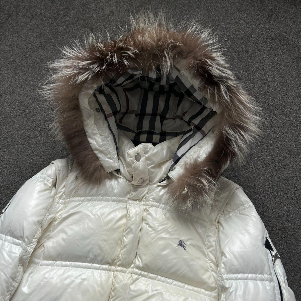 Vintage Burberry Black Label 2009 Fur Hood Puffer Jacket S