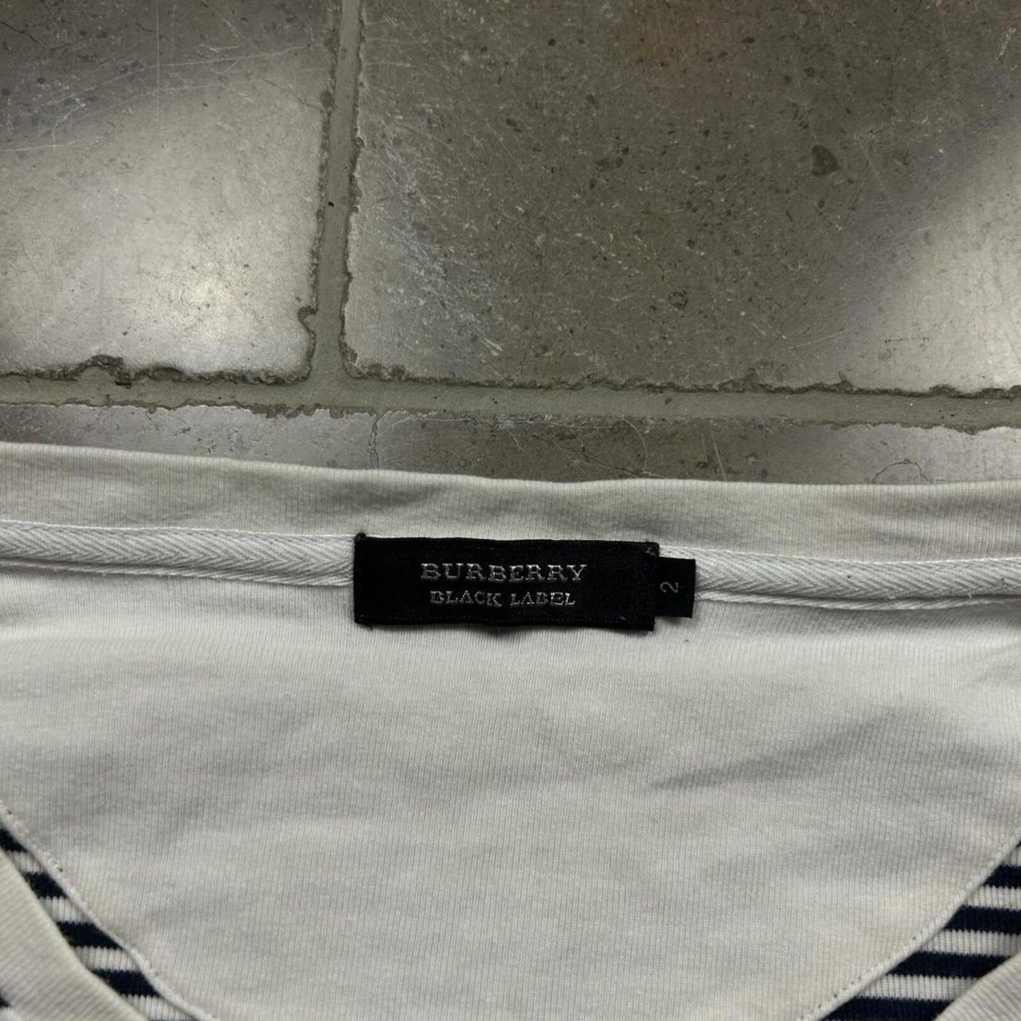 Burberry Black Label Short Sleeve Striped Henley T Shirt S