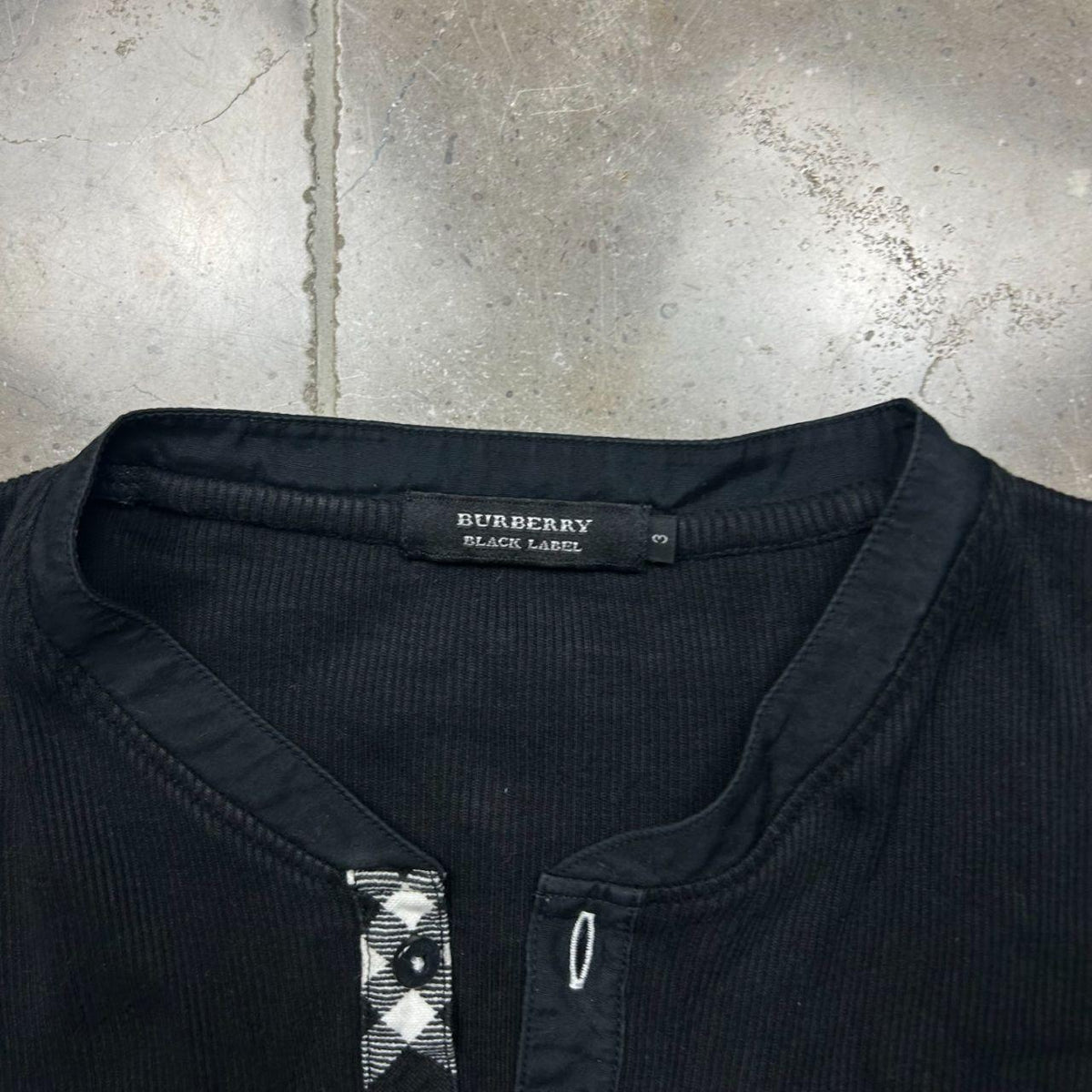 Burberry Black Label Nova Check Ribbed Henley T Shirt M