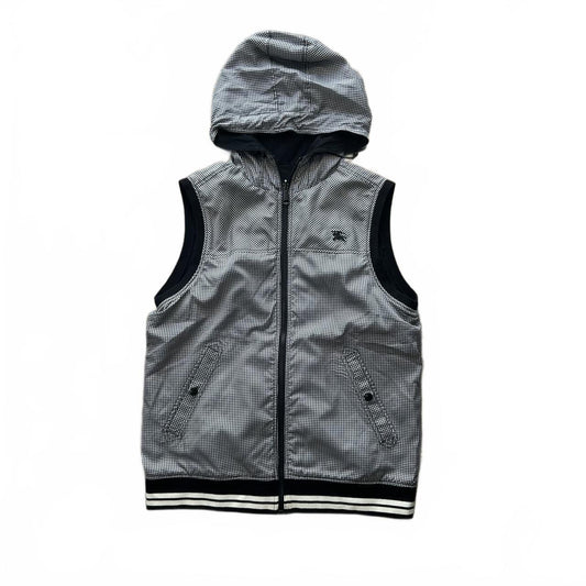 Burberry Black Label Reversible Gingham Check Gilet Hooded Vest Jacket M