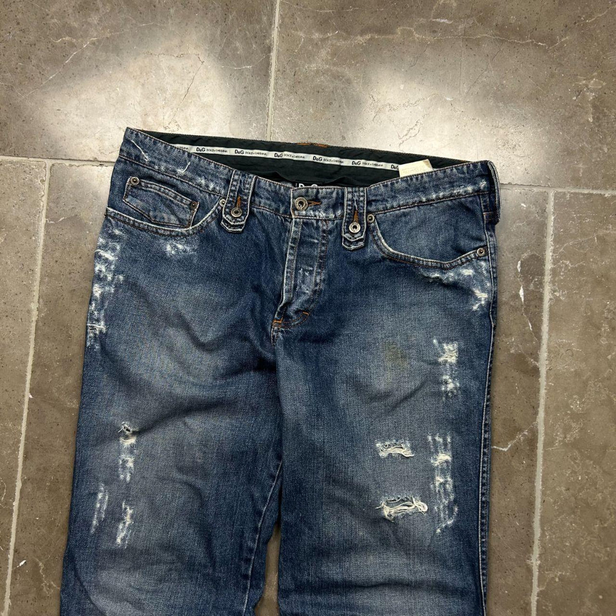 Dolce Gabbana Relaxed Straight Distressed Denim Jeans W34 L35