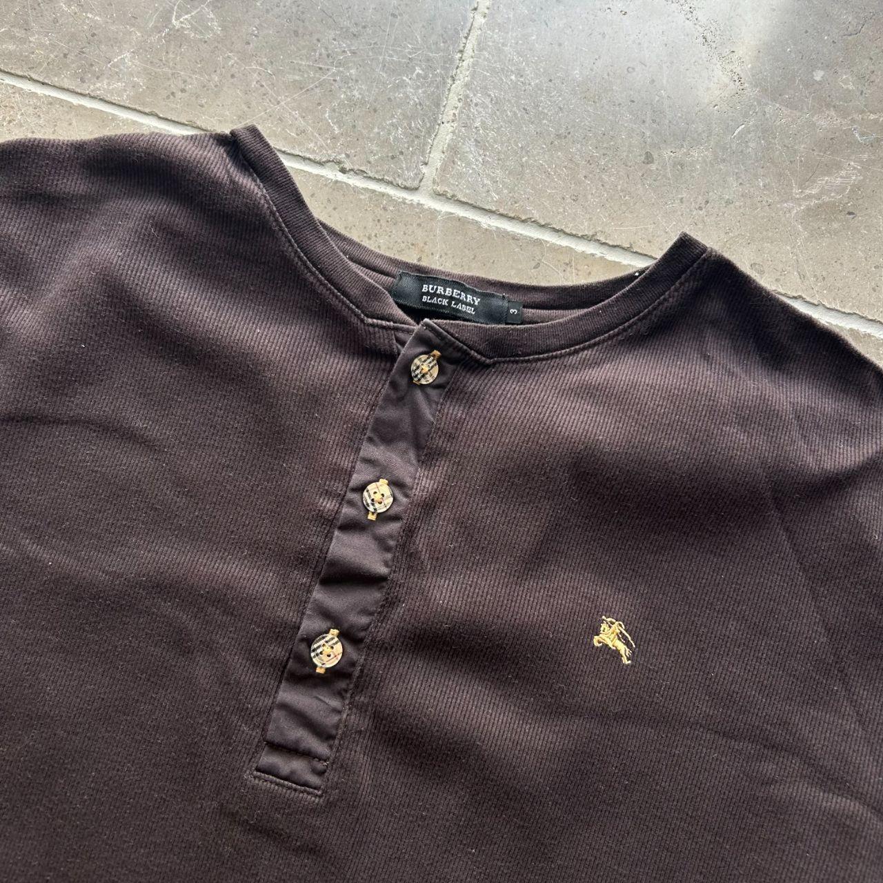 Burberry Black Label Short Sleeve Ribbed Henley T Shirt M
