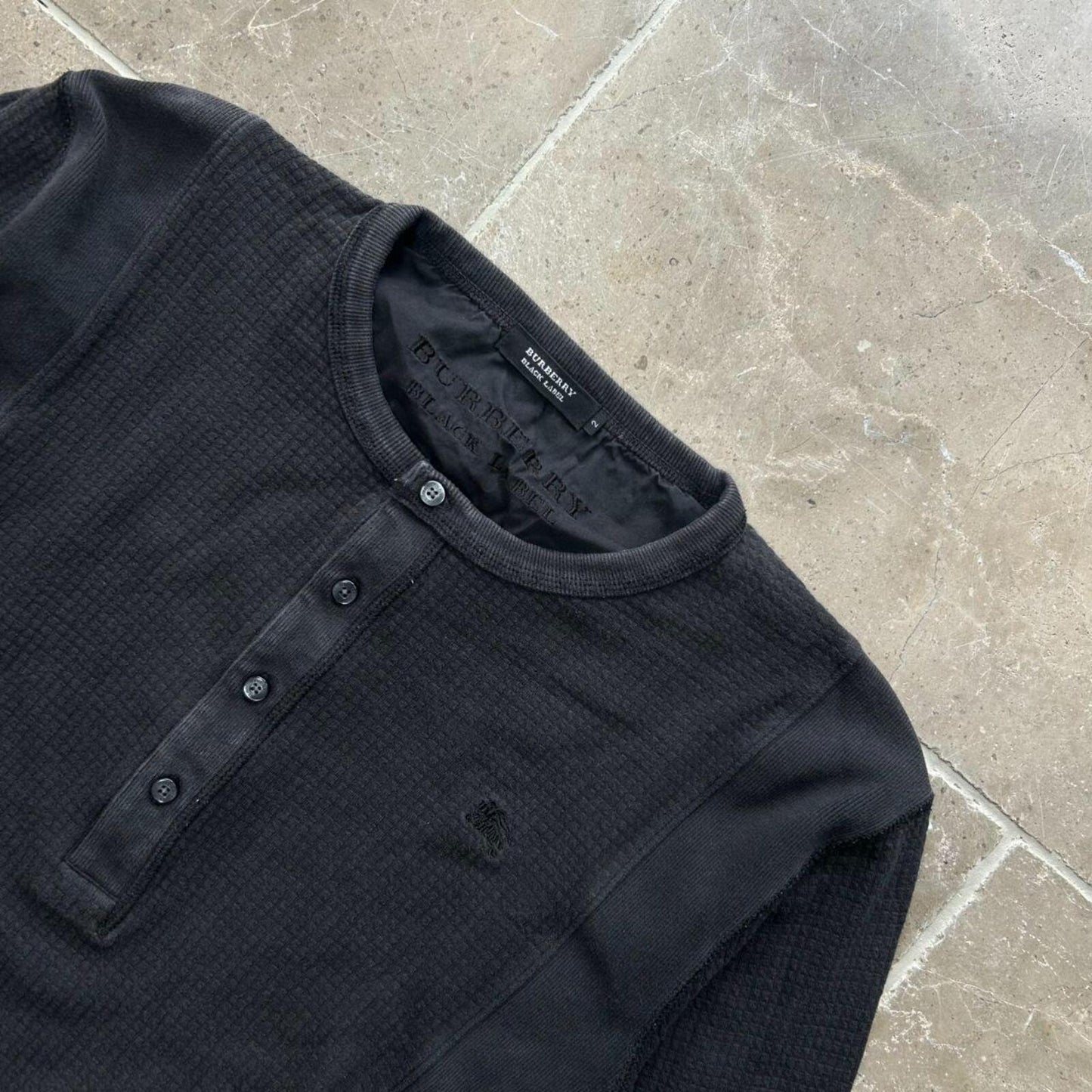 Burberry Black Label Nova Check Waffle Henley T Shirt S