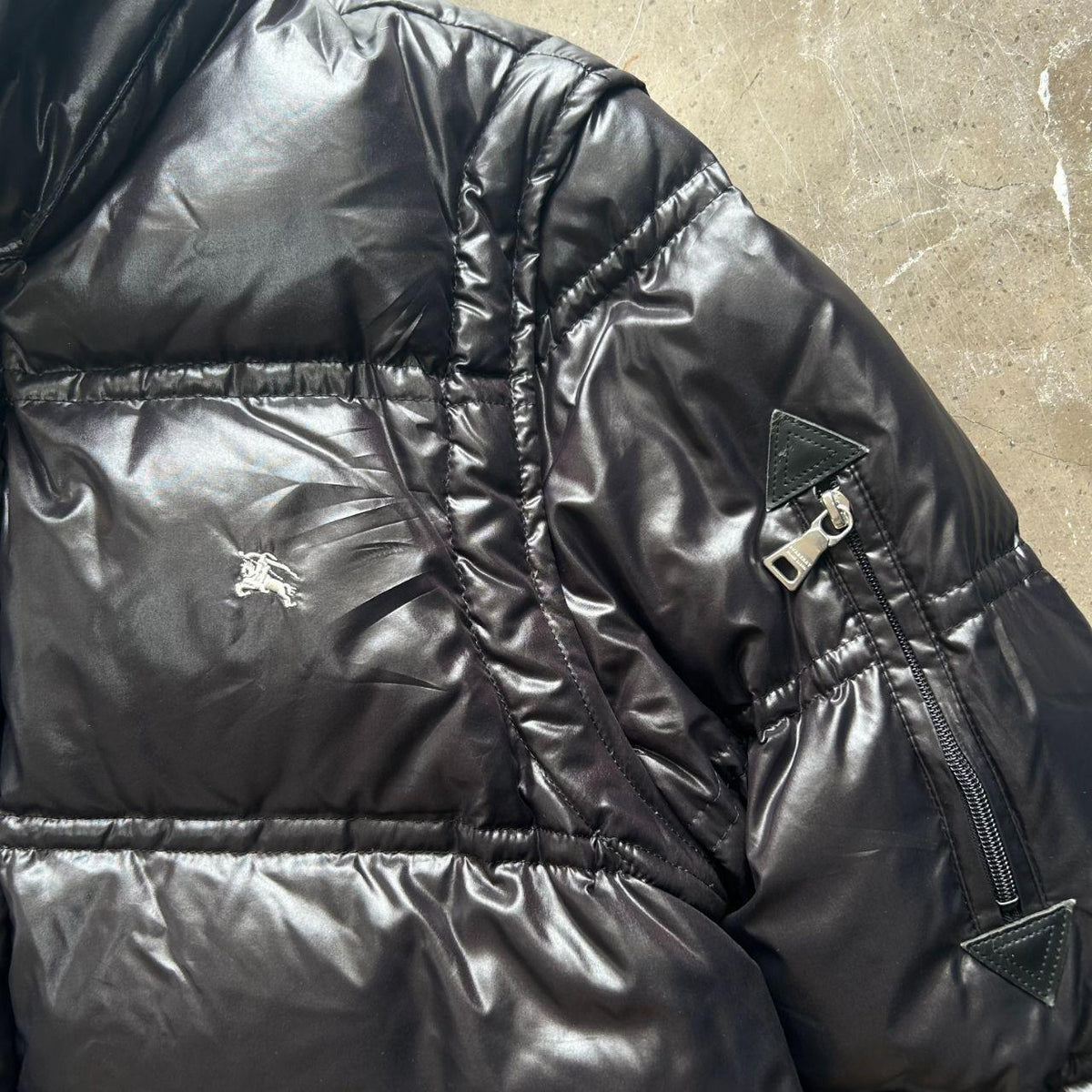 Vintage Burberry Black Label Shiny Puffer Jacket Black S