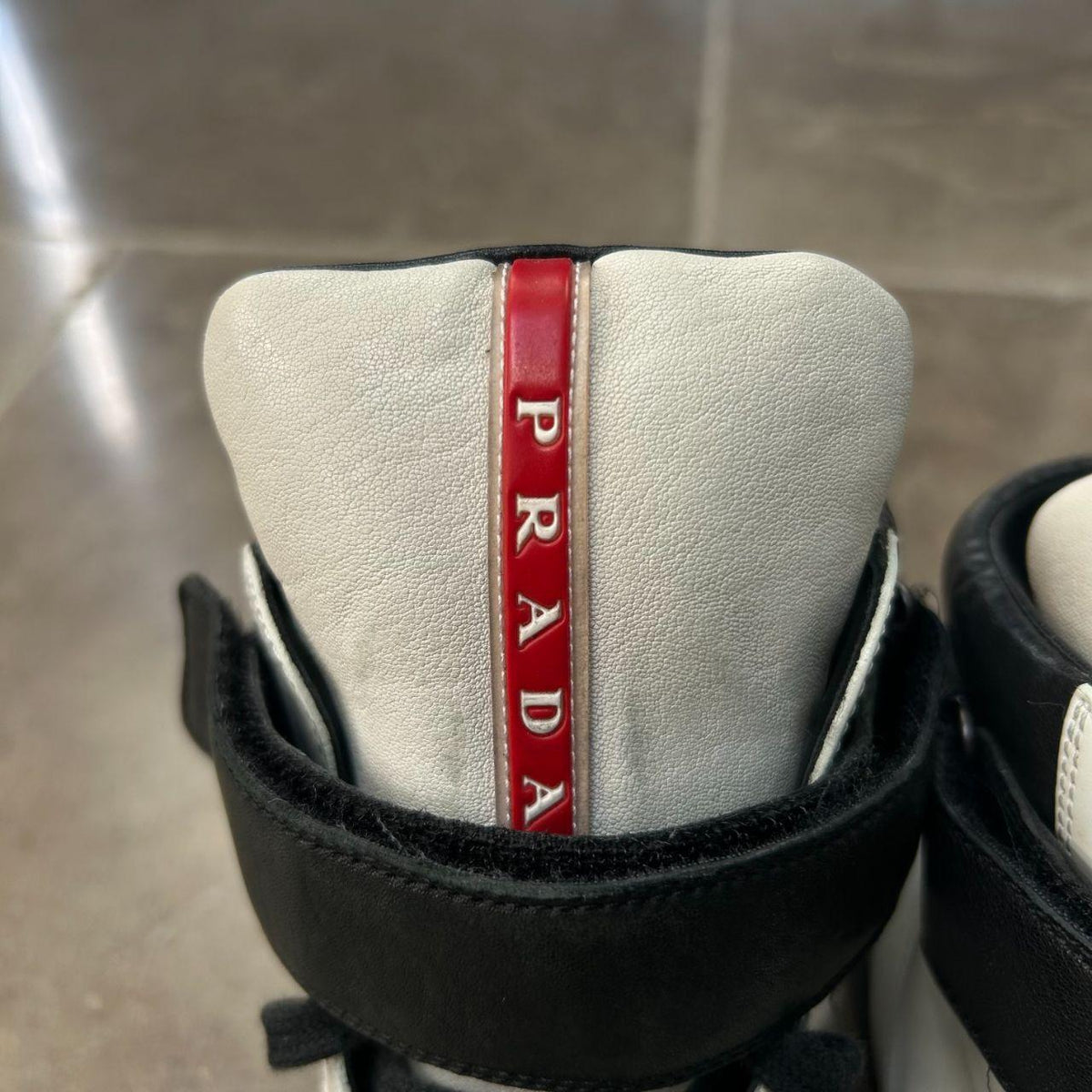 Prada Leather High Top Strap Trainers  UK 6