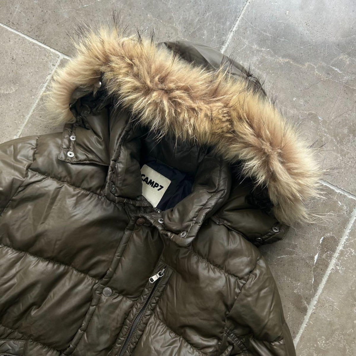 Vintage Japanese Fur Hood Puffer Jacket M