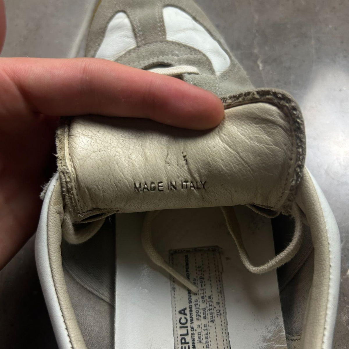Maison Margiela Gats Low Top Trainers White Grey UK 7.5