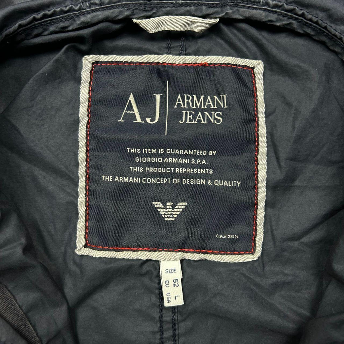 Vintage Armani Jeans Clasp Sniper Hood Windbreaker Jacket L