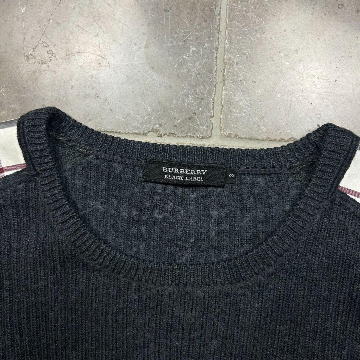 Burberry Black Label Nova Check Ribbed Knit Jumper M